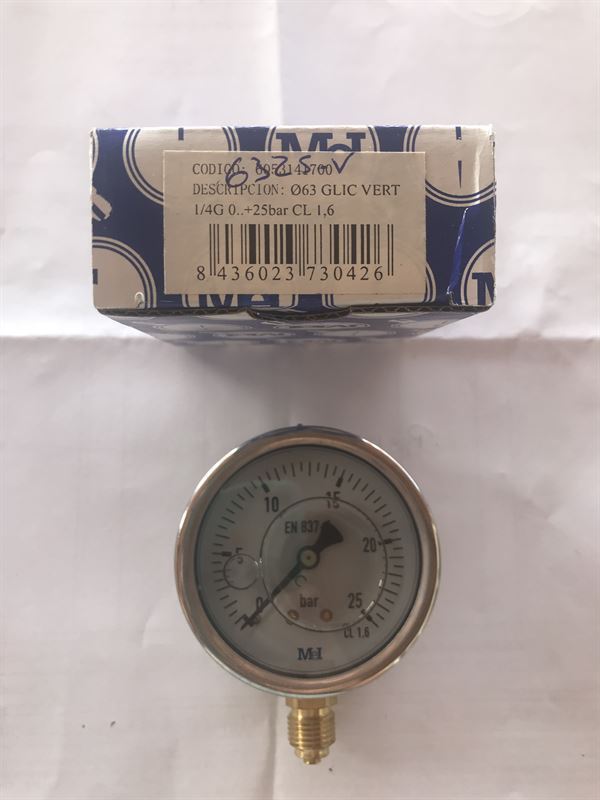 Manómetro vertical de glicerina medidor de presión de aceite de 0-25 bares - Imagen 1