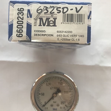 Manómetro vertical de glicerina medidor de presión de aceite de 0-250 bares - Imagen 1