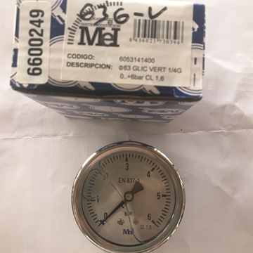 Manómetro vertical de glicerina medidor de presión de aceite de 0-6 bares - Imagen 1