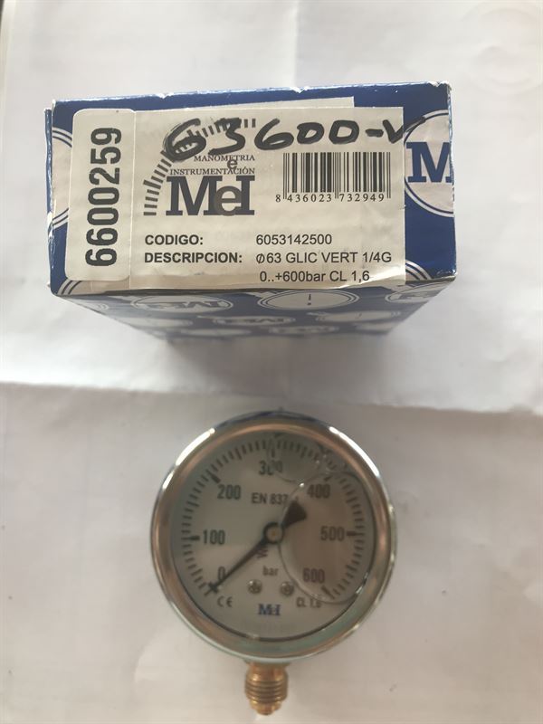 Manómetro vertical de glicerina medidor de presión de aceite de 0-600 bares - Imagen 1