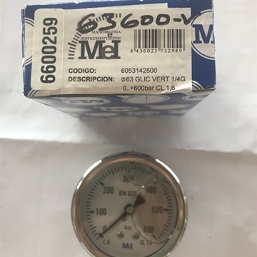 Manómetro vertical de glicerina medidor de presión de aceite de 0-600 bares - Imagen 1